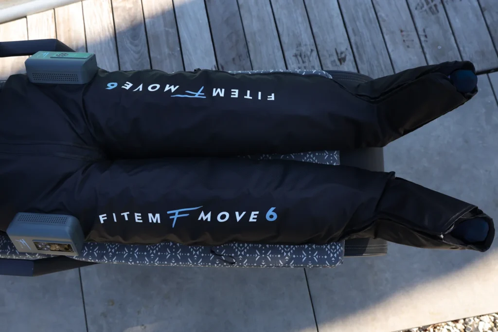 Pantalon de pressothérapie Fitem Move 6, vue du dessus pendant une séance